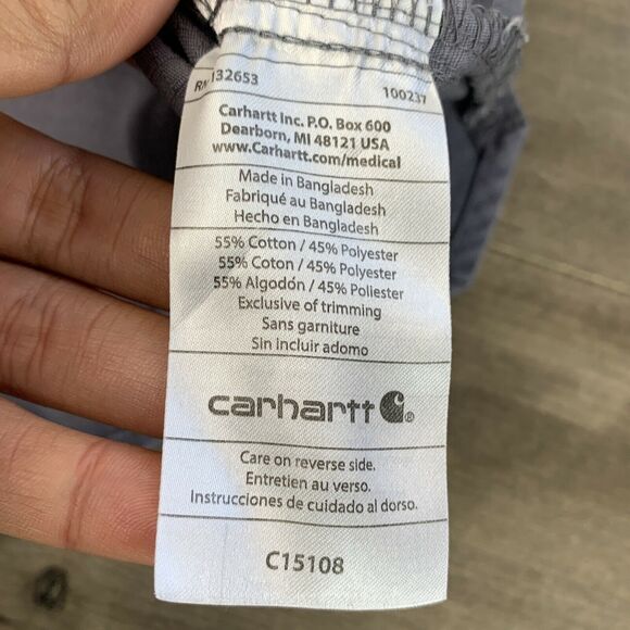 Carhartt Scrub Top Medical Shirt Mens Size 3X Gray V-Neck Short Sleeve Pocket - Picture 8 of 9